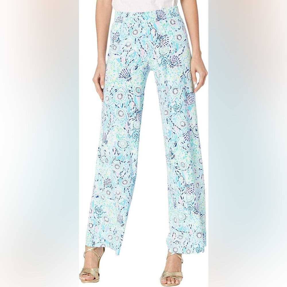 Lilly Pulitzer Breezy Palazzo Pants L Blue Ibiza